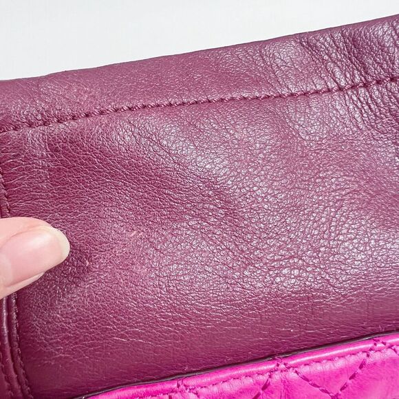 Coach Park Quilted Color Block Hobo Bag Maroon Pink Navy Blue Leather Bag - Picture 8 of 11